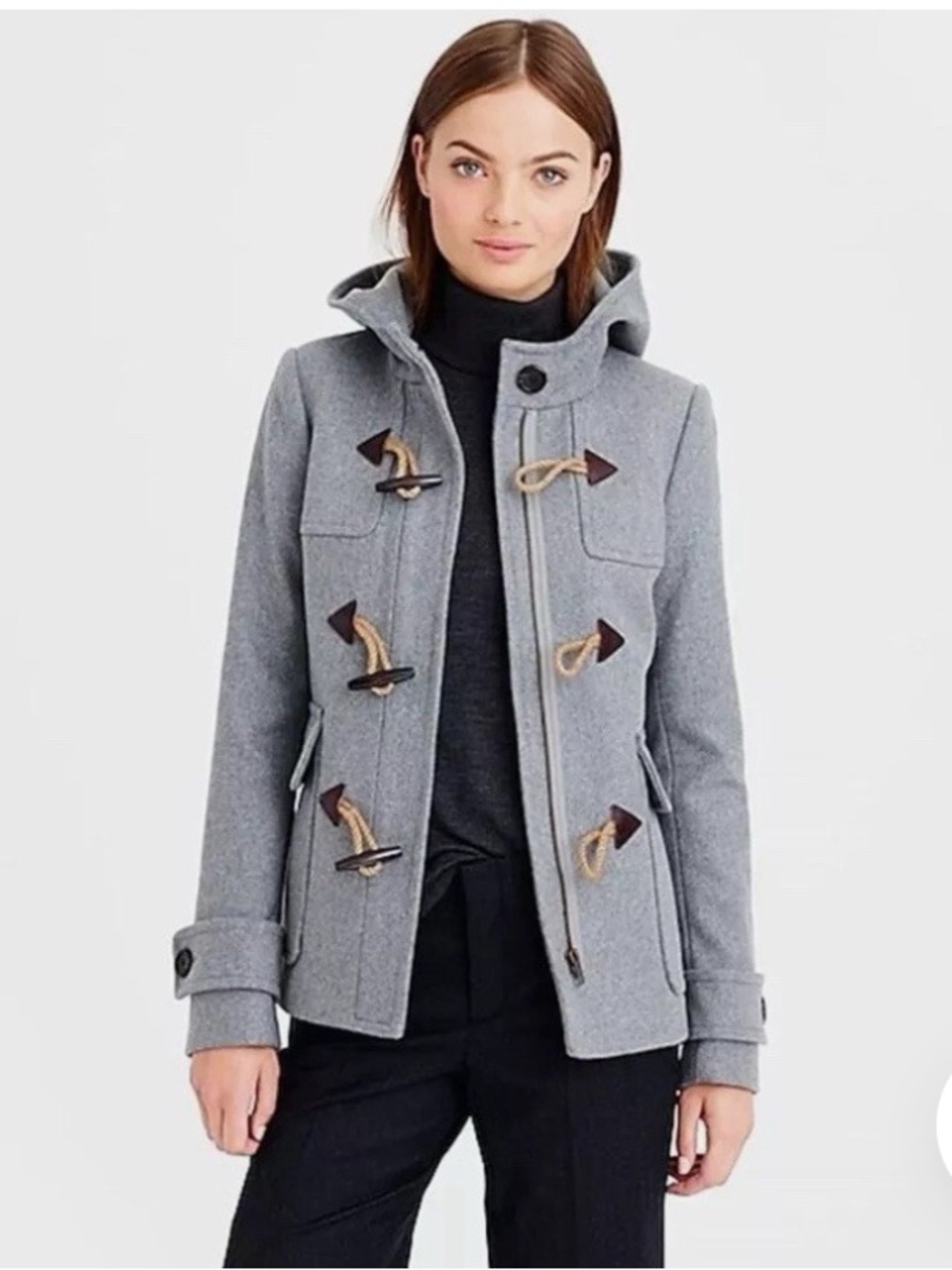EUC J. Crew Classic Duffle Coat. Made with Melton Wool. Size 4. Color is Grey.